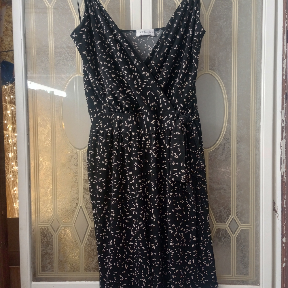 Kaileigh Black and White Romper Dress With Pocket